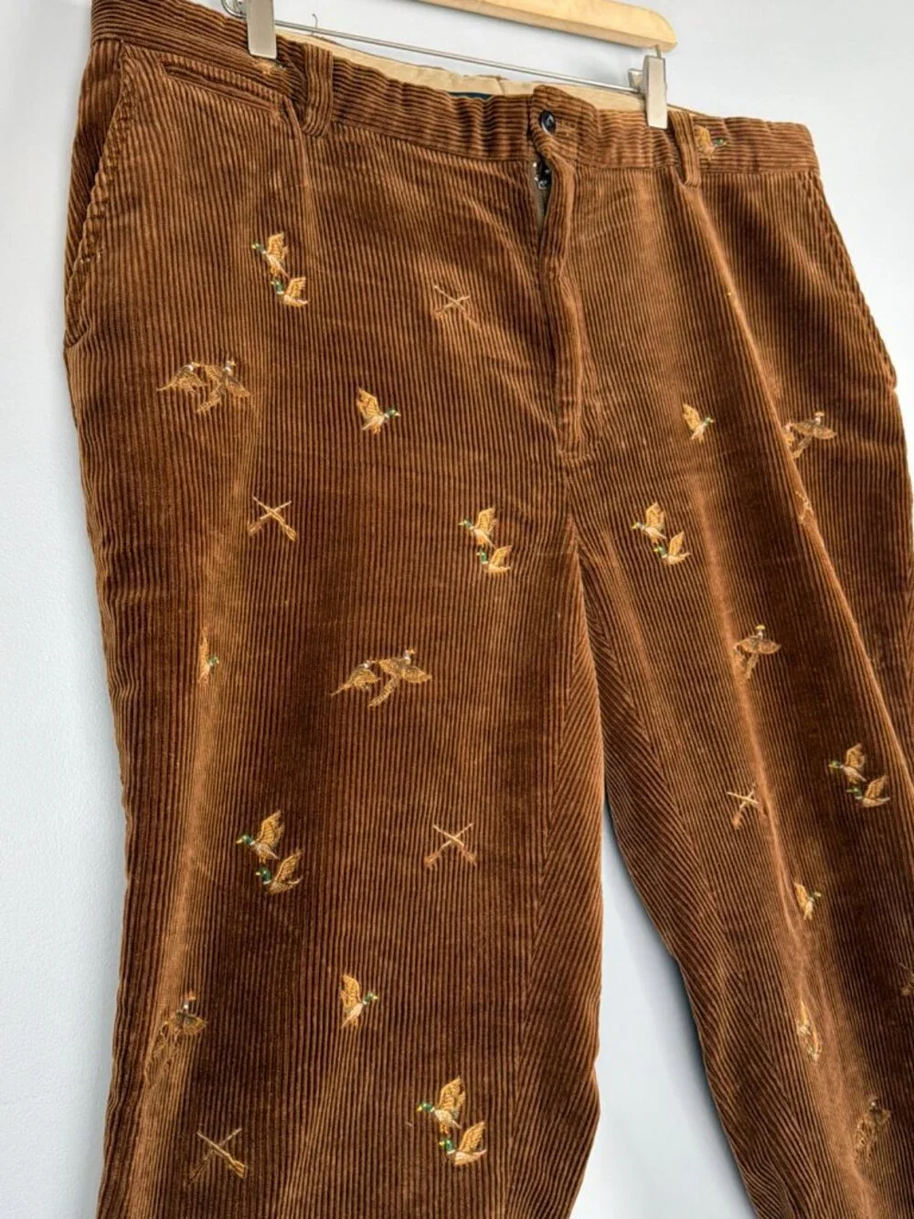 Vintage Polo Ralph Lauren Corduroy Pants Mens 40x32 Brown Duck Hunt Embroidered